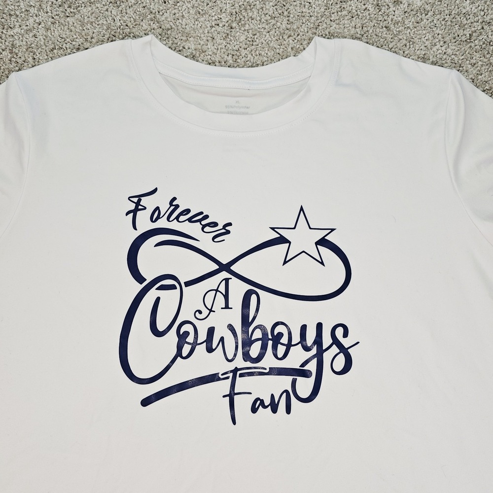 NFL Forever A Cowboys Fan White Blue T-shirt Size XL NWOT Dallas Cowboys